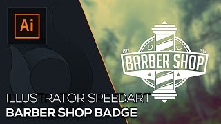 Barber Shop Badge  Illustrator Speedart  German  Wildfire Graphics [upl. by Natal]