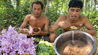 Delicious Khmer Fish Paste Dip with Water Hyacinth  My Skill Cooking [upl. by Gottwald563]