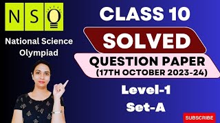 Class 10 NSO 202324 Level 1 Question Paper With Complete Solution  NSO 202323  SETA Paper [upl. by Catie]