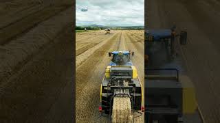 Baling and combining the last of the field arimagery farming agriculture [upl. by Loss]