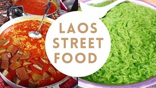 Laos Street Food Alley at Khua Din Market Vientiane Laos [upl. by Phia]