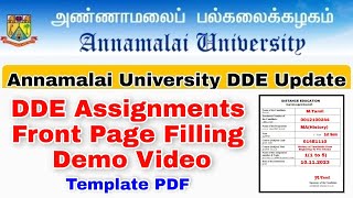 Annamalai University DDE Assignments Template Filling Demo Video👍 [upl. by Eanar]