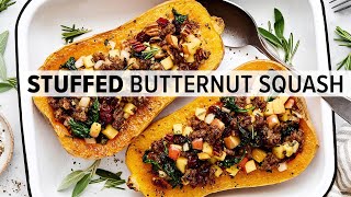 STUFFED BUTTERNUT SQUASH with Apple Sausage Filling [upl. by Pesek]