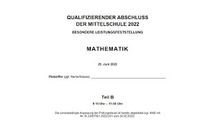 Mathe Quali Bayern 2022 Teil B Aufgabengruppe I  alle Aufgaben [upl. by Icart]