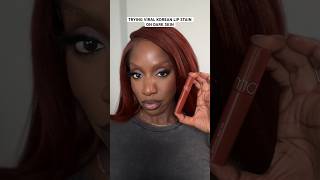 TRYING VIRAL KOREAN LIPSTAIN ON DARK SKIN cocoaswatches romand kbeauty [upl. by Hieronymus764]