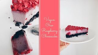 Vegan Oreo Raspberry Cheesecake  Cheesecake végétalien aux framboises et oreo [upl. by Vlada]