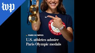 US athletes admire Paris Olympic medals [upl. by Karwan602]