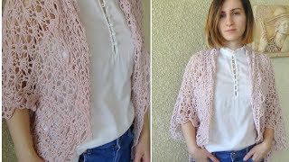 How to crochet a Lacy Easy Shrug for beginners Perfect Spring layer [upl. by Harwill504]