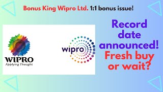 Wipro Bonus share record date 2024 wipro ltd bonus share wipro wiprosharenews wiprobonus2024 [upl. by Nole]