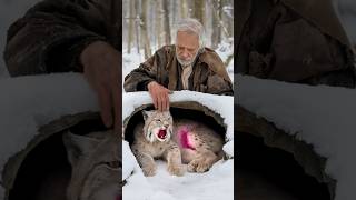 Old Man Helps Canada Lynx Give Birth Successfully on a Cold Snowy Day [upl. by Nwahsauq631]