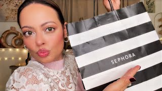 ASMR SEPHORA HAUL NEW Makeup Show amp Tell Tapping Tracing Lid Sounds for SLEEP amp TINGLES [upl. by Tolman996]