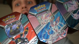 Opening the FINAL Eeveelutions Tins Spring 2022 [upl. by Gerdeen314]