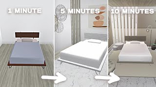 BUILDING A BEDROOM in bloxburg in 1 MINUTE 5 MINUTES amp 10 MINUTES [upl. by Llyrad766]