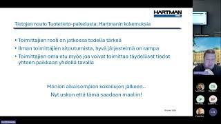 Tietojen nouto Tuotetietopalvelusta Hartmanin kokemuksia 14112024 [upl. by Ztnahc]