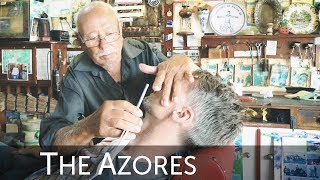 💈Old School Barber Shave amp Shape Up by Mr Chicken  Possibly The Oldest Barber in The Azores [upl. by Suidaht2]