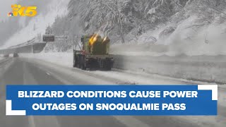 Blizzard conditions cause power outages around Snoqualmie Pass [upl. by Eibor949]