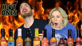 Trying the HOT ONES Sauces  Spicy Wings Challenge [upl. by Chuu]