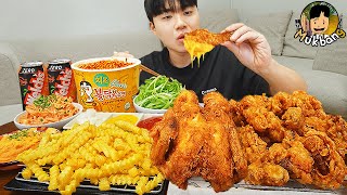 ASMR MUKBANG 직접 만든 치킨 먹방 불닭볶음면 닭똥집튀김 먹방 amp 레시피 FRIED CHICKEN AND FIRE NOODLES EATING SOUND [upl. by Kcirred]