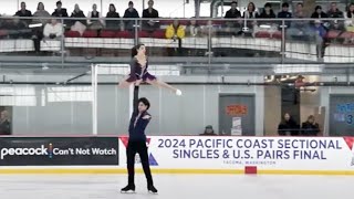 Junior Pairs Free Skate  2024 Pacific Coast Sectional Singles amp US Pairs Final [upl. by Lucita]