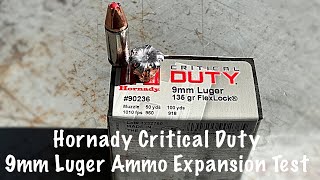 Hornady Critical Duty 9mm Luger Ammo Expansion Test [upl. by Ellatsyrc572]