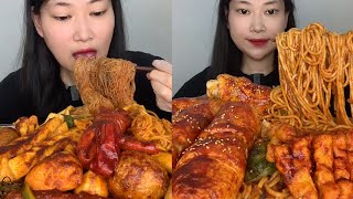 ASMR EP1145 Mukbang 🔥 Fried food Noodles Delicious Pork eating show Eating Sound [upl. by Assiar599]