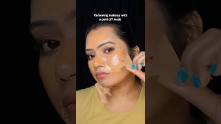 Removing makeup with a peel off maskshortsmakeup beautytutorial hack makeuptips [upl. by Quillan]