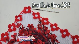 Puntilla de flores 584⚘️⚘️⚘️ Puntillas Estrella 🌟 [upl. by Modie]