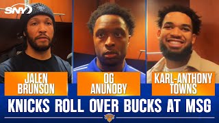 Jalen Brunson KarlAnthony Towns and OG Anunoby talk big Knicks win over Bucks  SNY [upl. by Maxie]