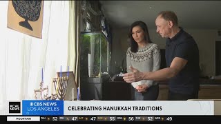 Celebrating the first night of Hanukkah traditions [upl. by Nylg]