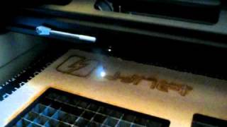 Lasercutting a logo in MDF [upl. by Arimat390]