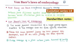 Von Baers laws of embryology  Handwritten notes [upl. by Bridie688]