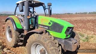 DeutzFahr 6130W Profi disking soyabean stubble [upl. by Winnie]