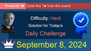 Microsoft Solitaire Collection FreeCell  Hard  September 8 2024 [upl. by Akilak588]