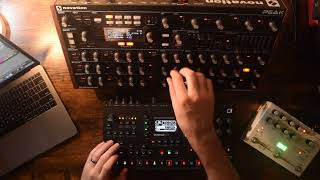 Ambient Jam using Novation peak sequenced by Octatrack MKII Hologram Microcosm amp live resampling [upl. by Idden]