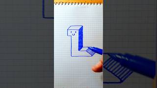 Dibujo letra L en 3D y sale un gusanico videoshorts art drawing letras 3d abecedario shorts [upl. by Hako]