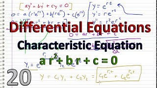 Differential Equations  20  Characteristic Equation 2nd Order [upl. by Rekrap]