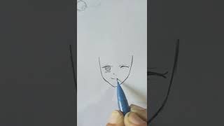 Drawing anime face wink art shorts [upl. by Avehsile]