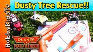 Disney Planes Fire and Rescue Runway Flyers  Dusty Stuck in a Tree HobbyKidsTV [upl. by Mitzl]