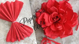 Giant Crepe Paper rose flowers for room decor Flores de papel crêpeHandmade flowerPaperSaiarts [upl. by Nylesaj874]