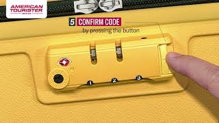 American Tourister  Setting your lock Mounted TSA lock instruction [upl. by Anial]