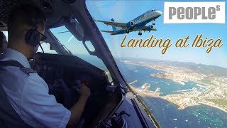 Landing at Ibiza  Peoples Airline Embraer170 [upl. by Ttevi]