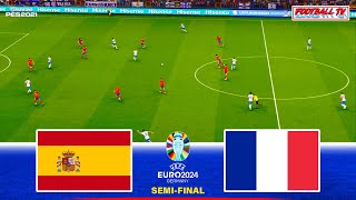 SPAIN vs FRANCE  SEMIFINAL UEFA EURO 2024  Full Match All Goals  PES Gameplay Realistic [upl. by Zevahc]