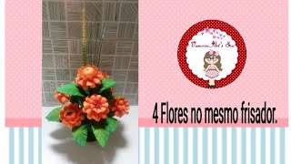 DIY 4 Modelos de Flores em Eva no mesmo Frisador [upl. by Acirretal268]