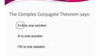 12  75 complex conjugate root theorem  Algebra 2 [upl. by Koal]