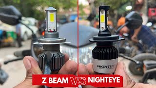 Best Led H4 Bulb For Motorcycle amp Cars  Z Beam vs Nighteye  Techno khan [upl. by Va462]