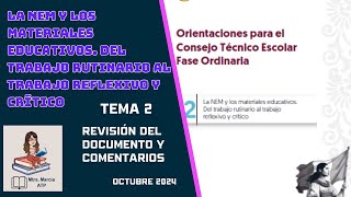 LA NEM Y LOS MATERIALES EDUCATIVOS DEL TRABAJO RUTINARIO AL TRABAJO REFLEXIVO Y CRÍTICO [upl. by Arno490]