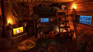 Deep Sleep in 3 Minutes  Cozy Winter Hut with Snow Storm Sounds Snowfall Wind Sound Fireplace [upl. by Orten]