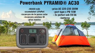 BATERIE EXTERNA  POWER BANK PYRAMID® 96000MAH 300W GENERATOR SOLAR PORTABIL WIRELESS QI AC30 [upl. by Patterson]