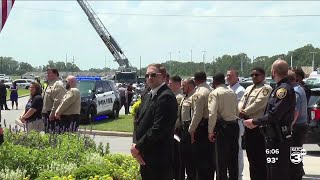 Local law enforcement say their goodbyes at Sr Cpl Segus Jolivettes funeral [upl. by Pizor521]