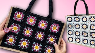 BOLSO DE FLORES SILVESTRES A CROCHET  PERSONALIZA UN BOLSO Y HAZLO ÚNICO Y EXCLUSIVO [upl. by Enilauqcaj]